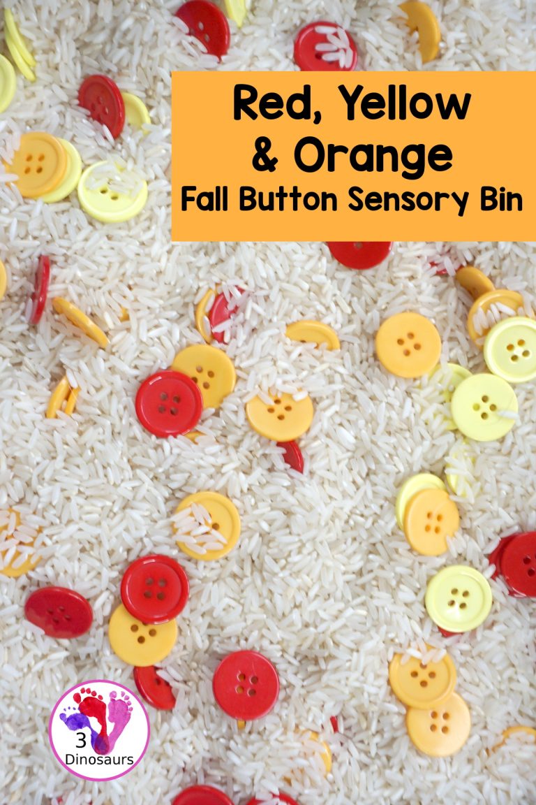 Fall Button Sensory Bin: Red, Yellow & Orange